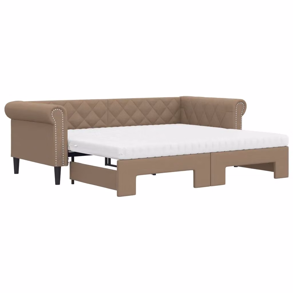 Divano Letto Estraibile vidaXL in Similpelle Beige con Cassetto per Materasso 90x200 cm – 2