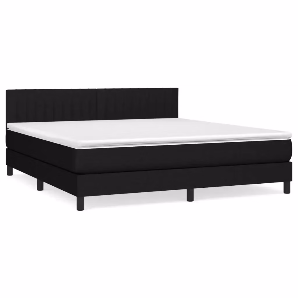 vidaXL Giroletto a Molle Ibrido con Materasso Nero in Tessuto L/P/H: 160 x 200 x 88 cm – 2