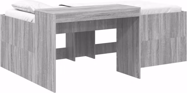 Letto alto per Bambini | Letto Infantile | Lettino con scrivania Sonoma grigio 80 x 200 cm