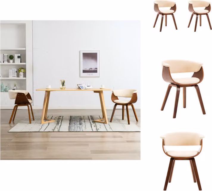 vidaXL Sedie da pranzo 2 pz. Legno curvo crema e Pelle finta - Sedie da pranzo