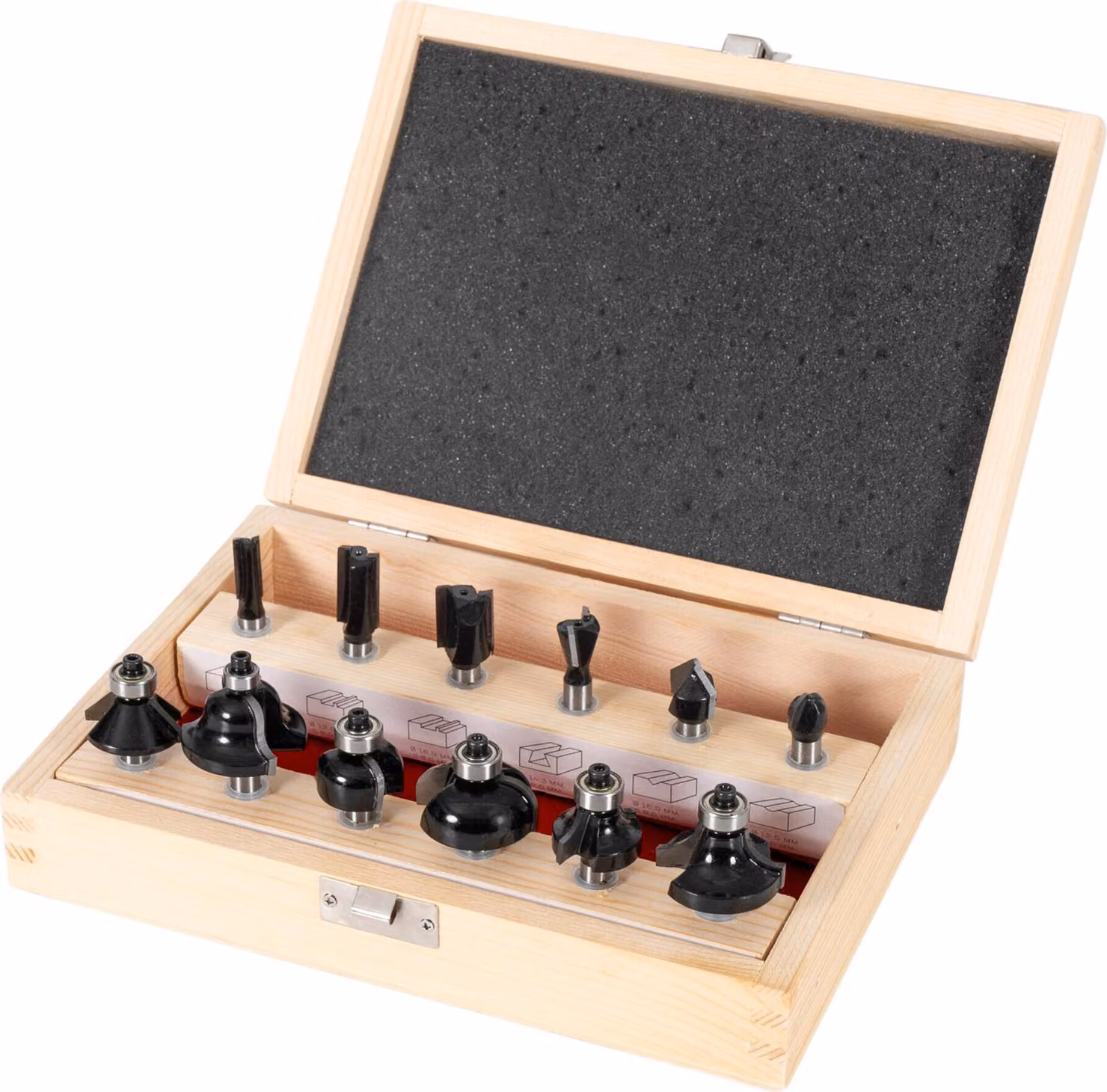 Set di punte per fresatrice STIER da 12 pezzi, gambo da 8 mm, punte per fresatrice, set completo di punte per fresatrice per legno in scatola di legno di alta qualità, per fresatrici per bordi e fresatrici a una mano, lunga durata