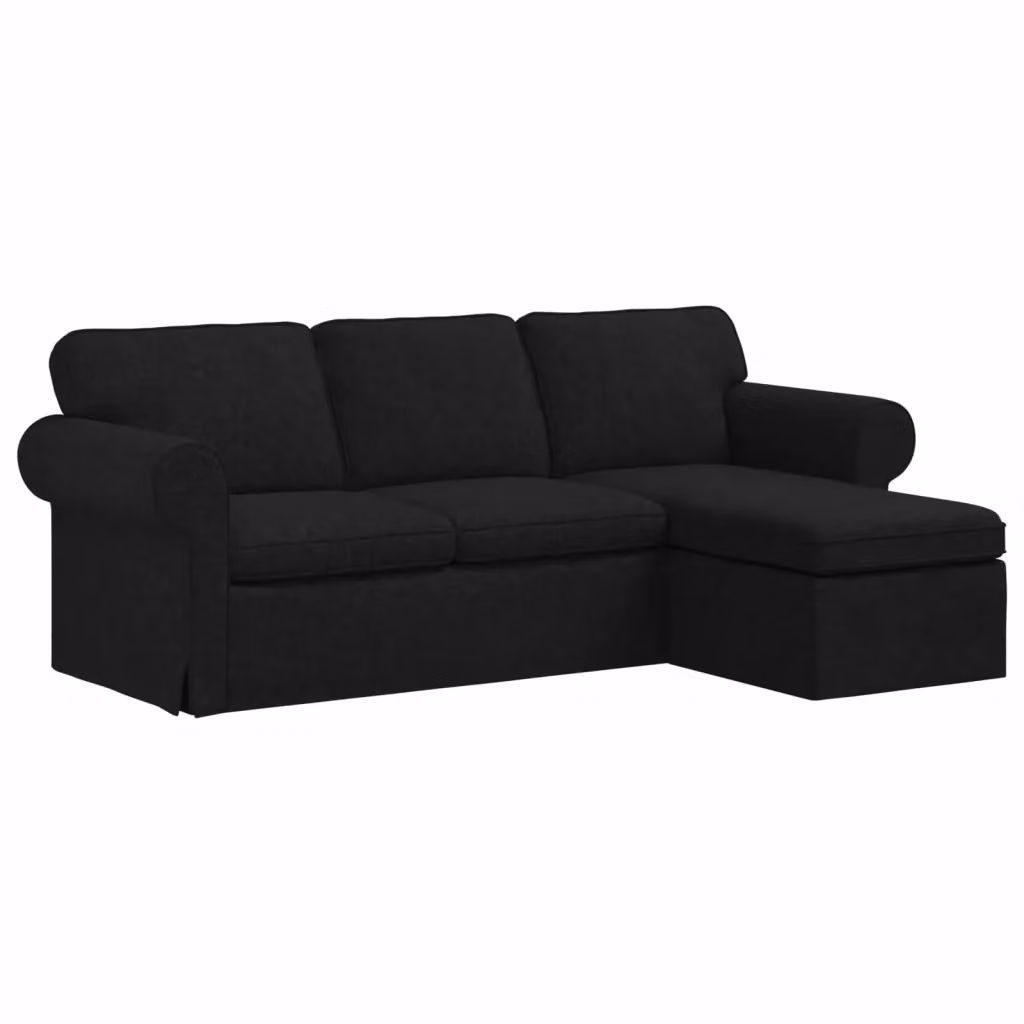 Divano angolare moderno vidaXL in tessuto nero con struttura in metallo L/P/H: 215 x 138 x 80 cm – 2