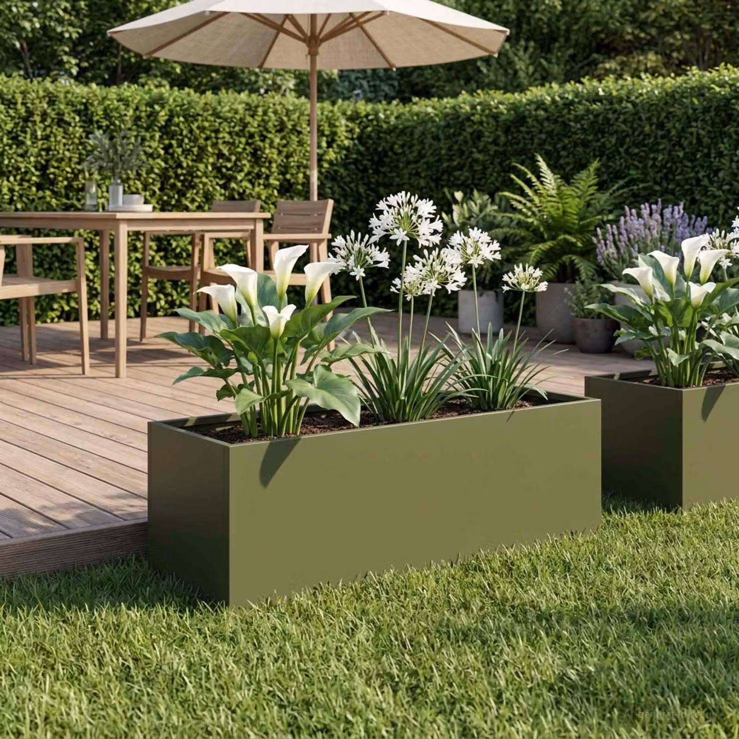 vidaXL Vaso da giardino in metallo Verde, L: 60 cm, P: 20 cm, H: 20 cm