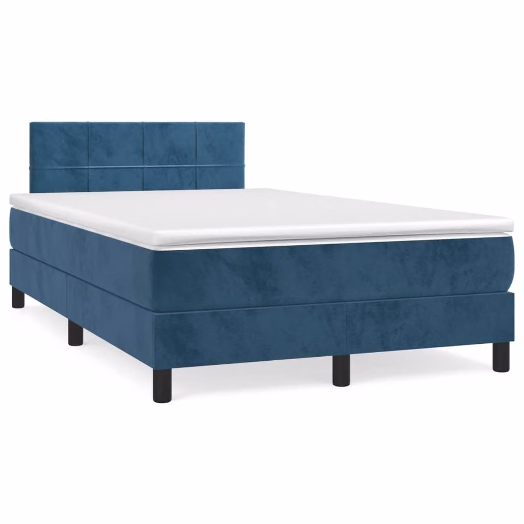 Maison Exclusive - Letto a Molle con Materasso e LED Blu Scuro 120x190 cm in Velluto
