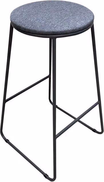 Set di 6 Sgabelli Colby Seduta Rotonda In Tessuto Grigio/gambe Grigie 32x32x71