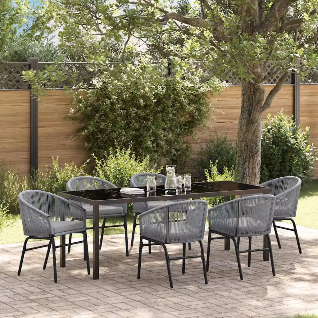 vidaXL Set da Pranzo per Giardino e Terrazzo 7 pz in Acciaio Antracite e Vetro