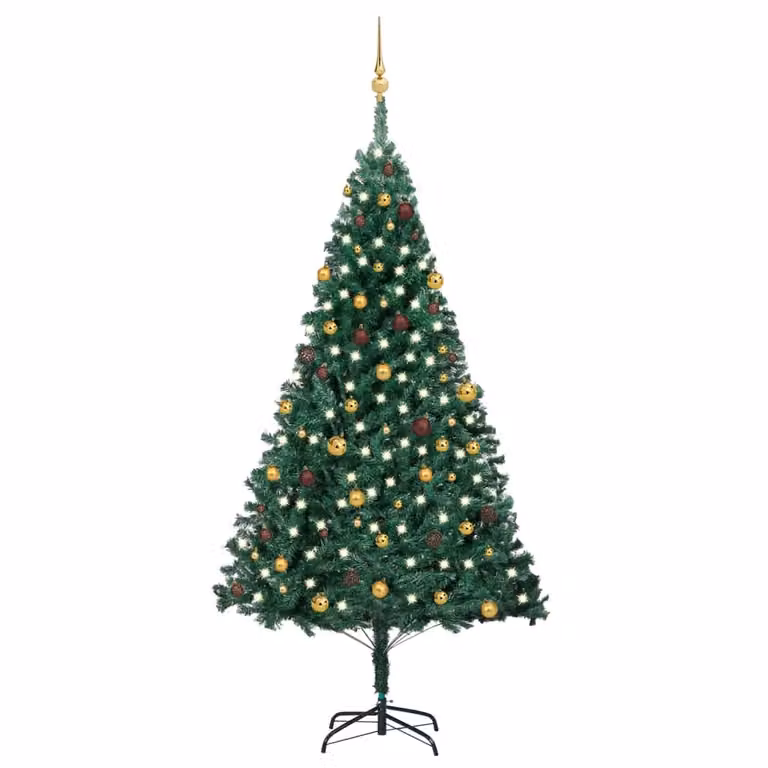 Maison Exclusive - Albero di Natale artificiale con luci e palline, verde, 240 cm
