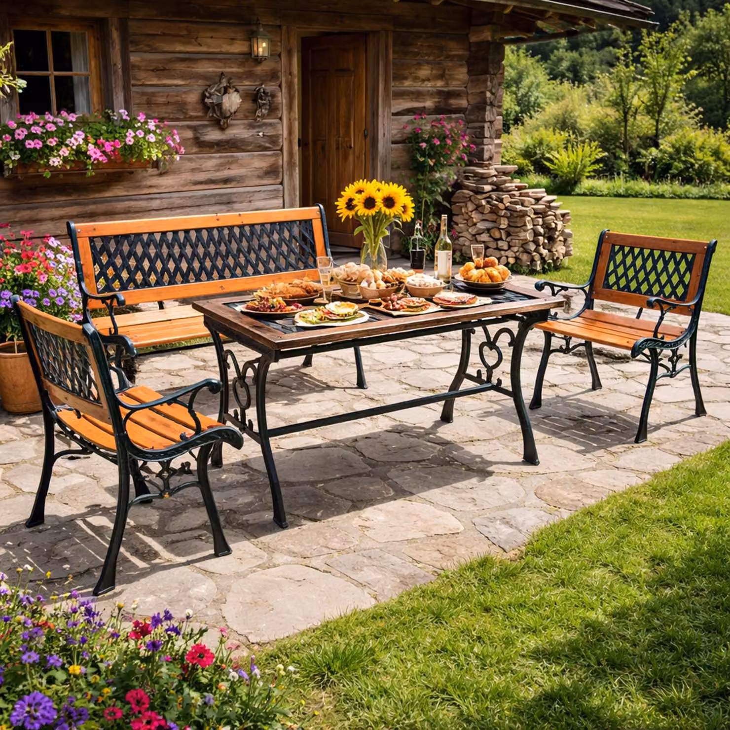 set da giardino 4 pezzi mobili da giardino mobili da esterno in ghisa resistenti alle intemperie