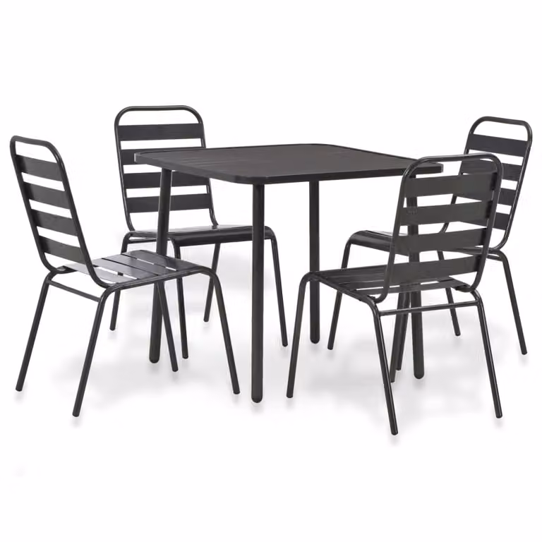 Maison Exclusive - Set da pranzo da giardino 5 pezzi in acciaio grigio scuro