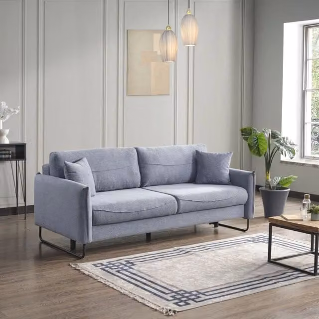 Divano letto moderno Fly a 3 posti in tessuto grigio L: 214 cm, P: 108 cm, H: 96 cm
