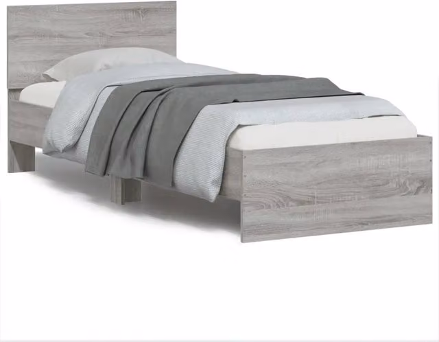 Letto singolo per adulti Sonoma con testiera in legno multistrato grigio L/P/H: 200 x 90 x 70 cm – 1