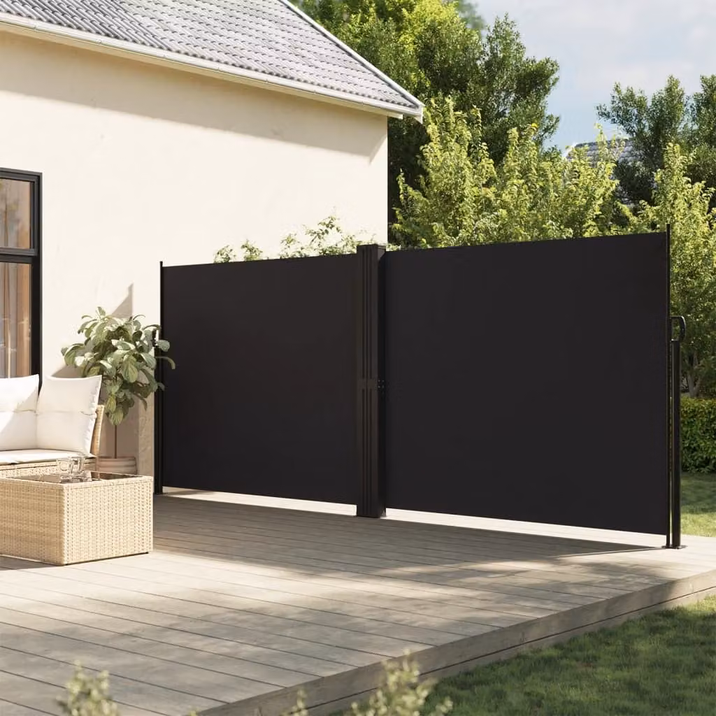 vidaXL Tenda da Sole Laterale Retrattile in Poliestere e Alluminio, Colore Nero, L: 1000 cm, H: 160 cm