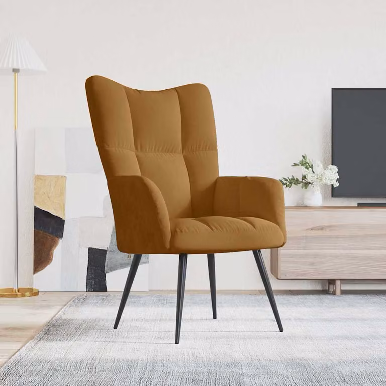 vidaXL Poltrona Relax Reclinabile in Velluto Marrone con Braccioli e Struttura in Metallo