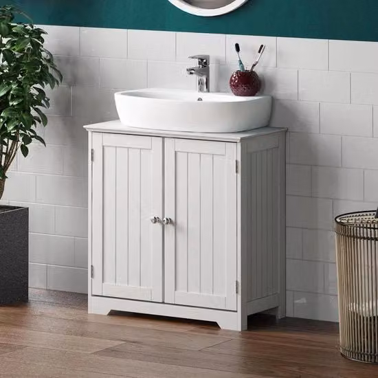Cassa da bagno Sotto il lavabo - Cassetto a pavimento - Bianco - Legno