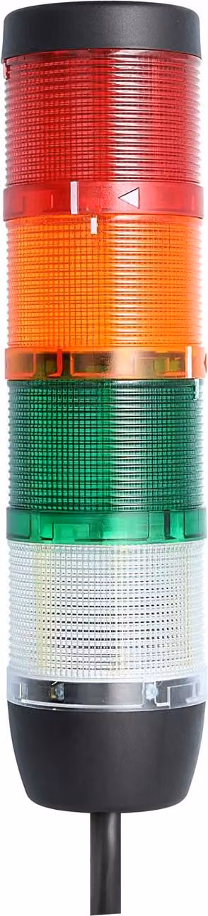 Colonna segnaletica STEX24 bianca-verde-gialla-rossa, 70 mm, 24 V CA/CC, luce LED fissa, cavo da 2,5 metri, SS70-OB4/24 125