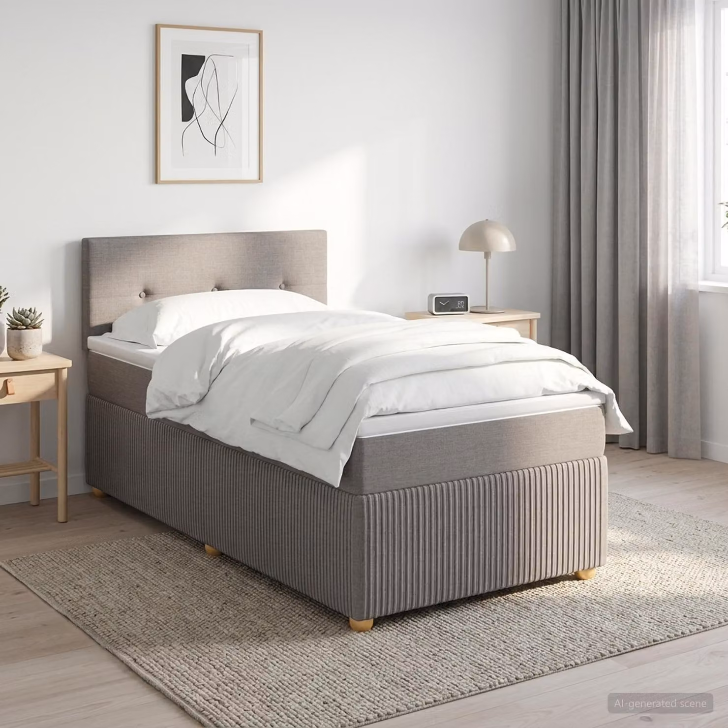 Letto box spring con materasso vidaXL in tessuto Tortora L 80 cm x P 200 cm