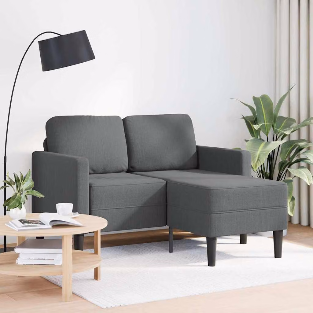 vidaXL Divano a 2 posti con chaise longue a L grigio scuro 125 cm