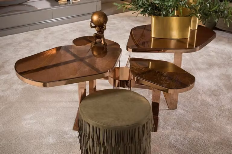 Tavolino Casa Padrino in rame 175 x 120 x h. 55 cm - Tavolo da salotto con piano in vetro - Mobili da salotto - Mobili per hotel - Mobili - Collezione lusso