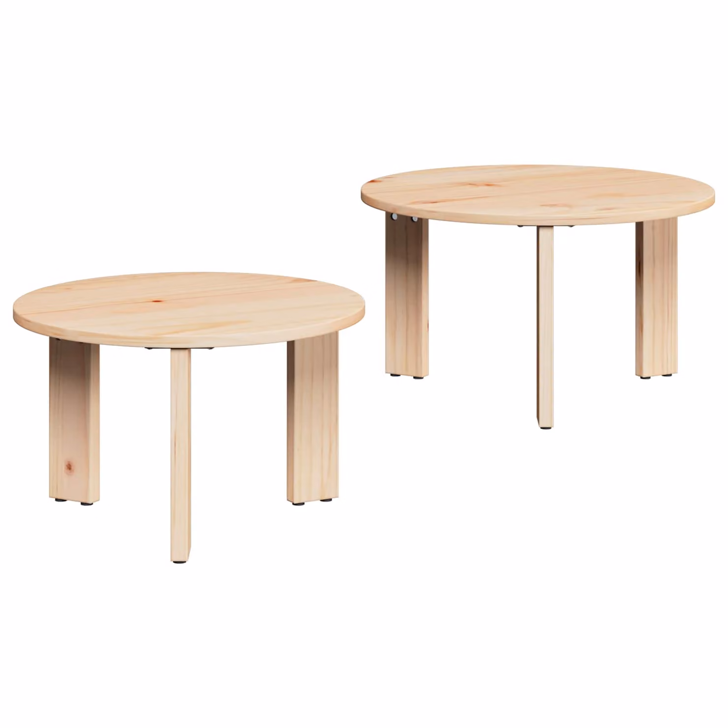 Set di 2 tavolini da salotto moderni vidaXL in legno di pino, colore marrone/beige, L/P/H: 47,5 x 47,5 x 27 cm