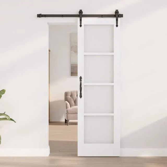 Porta Interna Moderna vidaXL in Legno e Vetro Bianco L: 61 cm, H: 198,5 cm