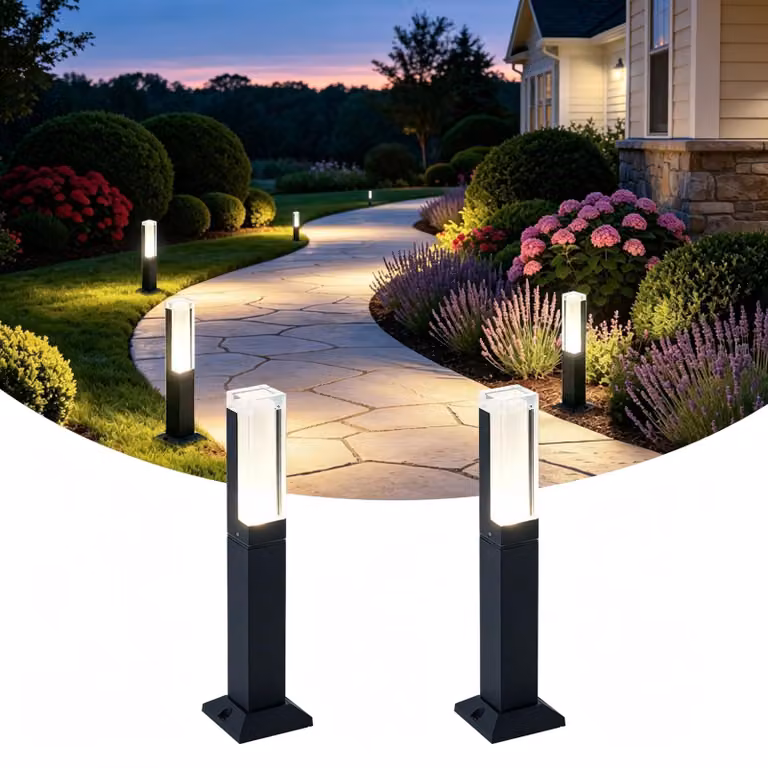 Set di 2 lampade da terra a LED, 6W, 60cm di altezza, 4000K, grado di protezione IP65, colore nero