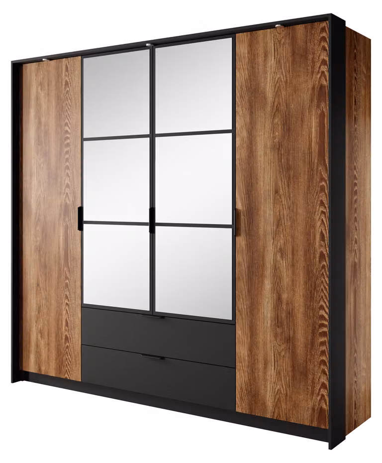 Armadio, finitura castano e antracite, modello 223, dimensioni 2 x 210 x 59 cm