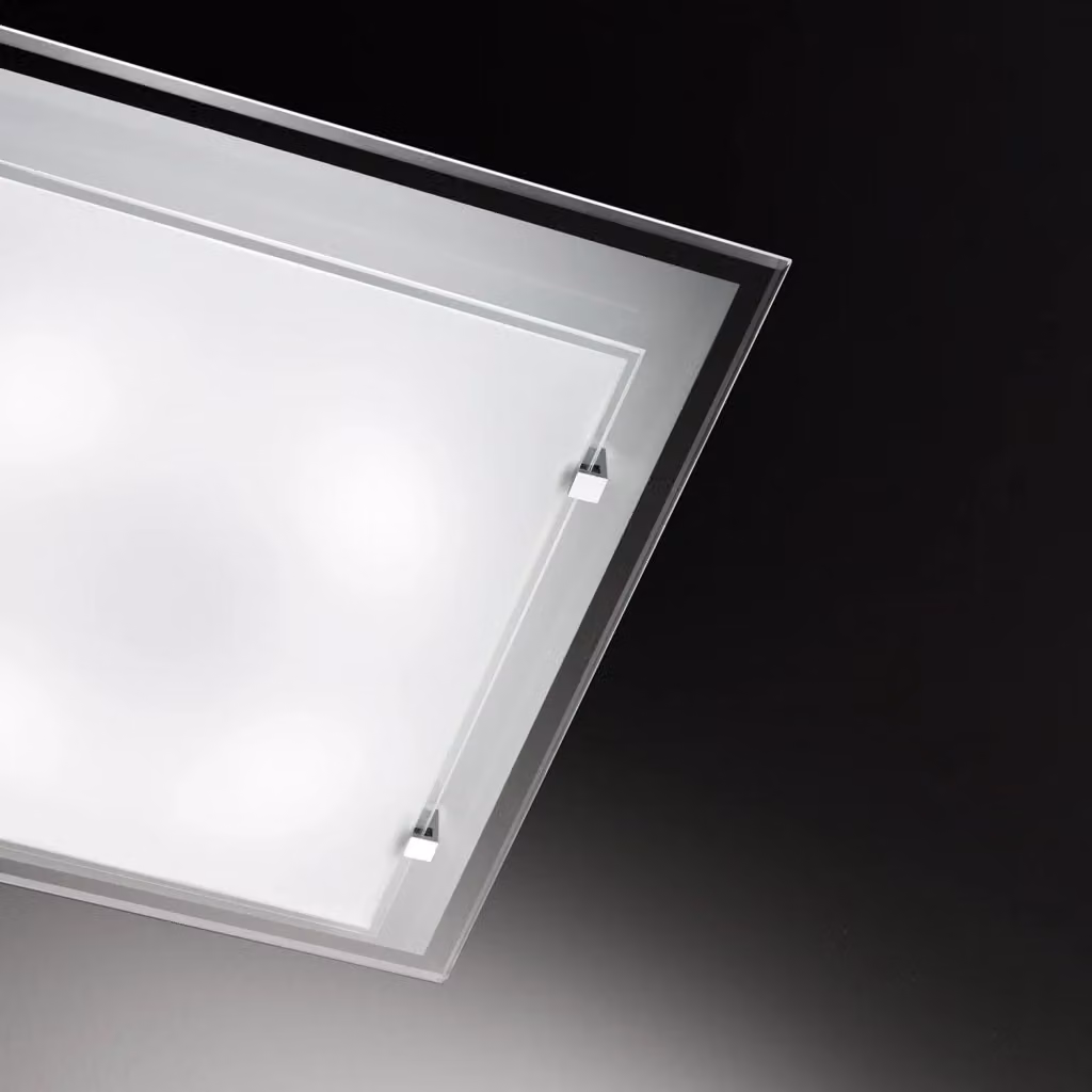 Plafoniera Moderna Perenz in Vetro Bianco e Cromo con LED da 40W Dimmerabile IP20 – 2