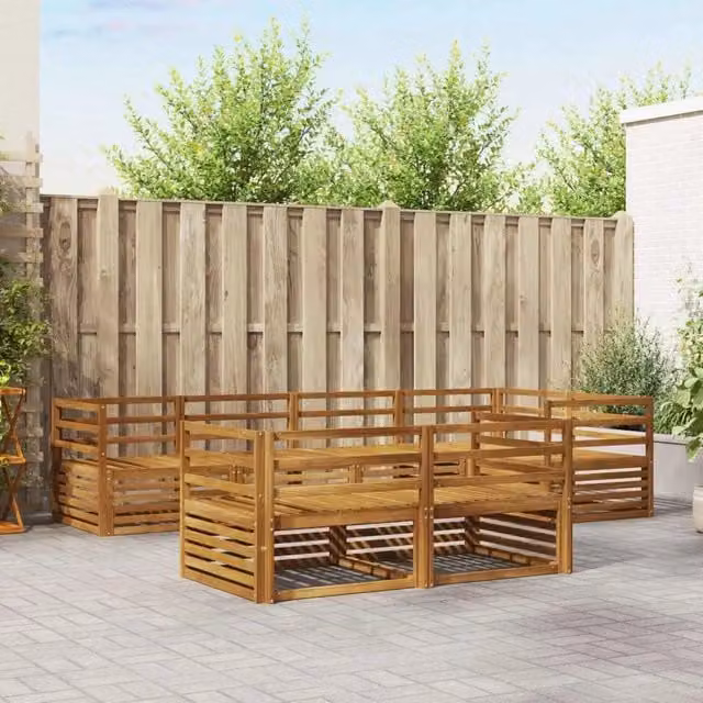 Set di divani da esterno 7 pz Naturale Legno di Acacia Massello 3373599