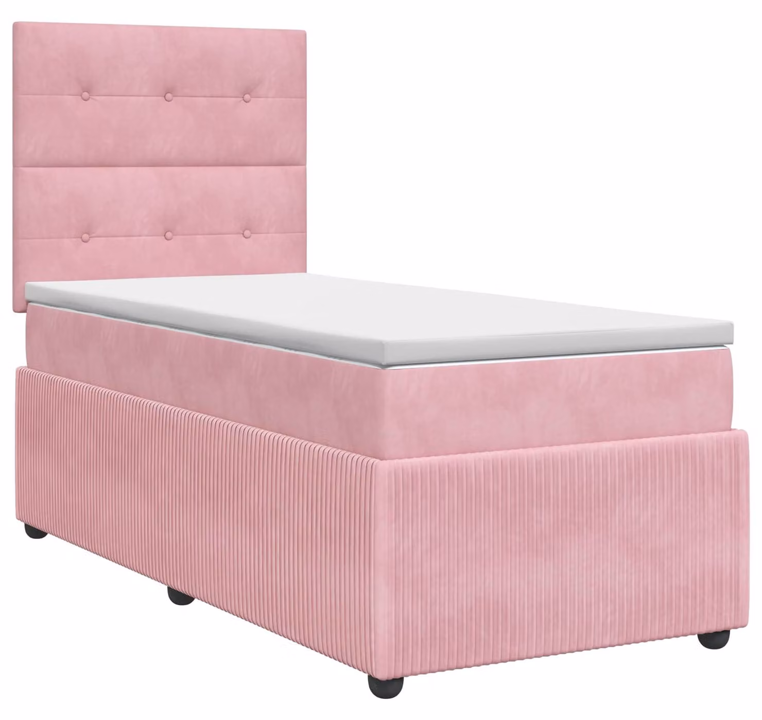 Letto a molle con materasso e testata rosa 90 x 190 cm in velluto
