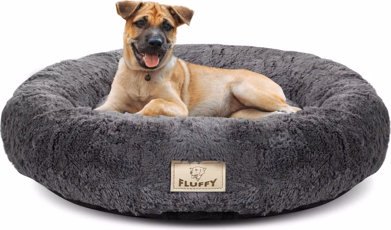 Letto Shaggy 60 cm grigio scuro sfoderabile antiscivolo
