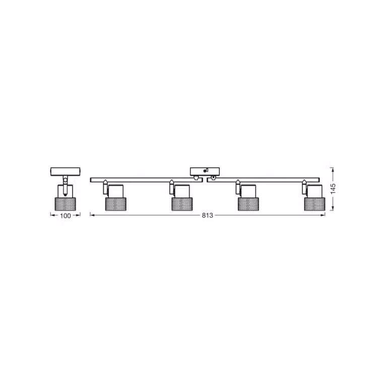 OSRAM Faretto da soffitto CORK, nero, a 4 luci, dimmerabile, GU10 dimmerabile, Nero, Soggiorno / Sala da pranzo, Metallo