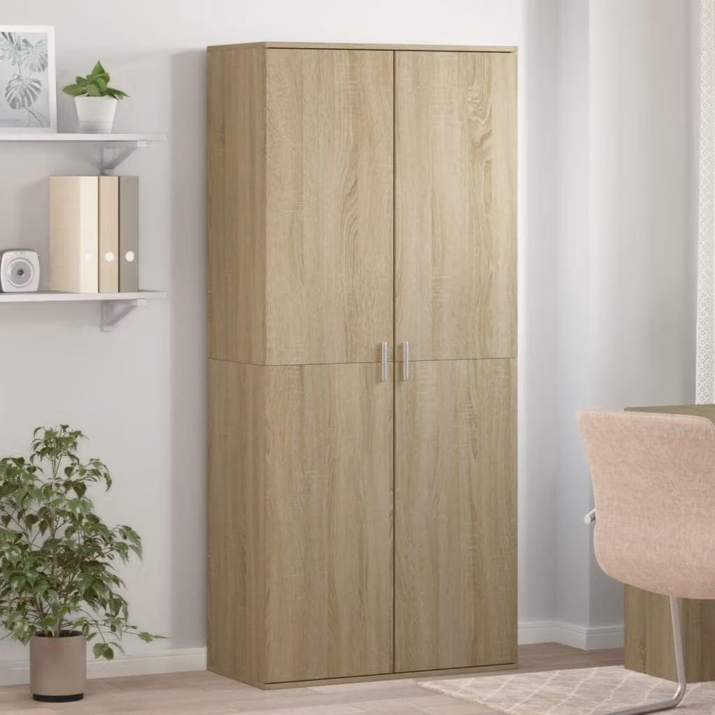 Scarpiera moderna vidaXL in legno color rovere, montata a parete, L: 80 cm, P: 39 cm, H: 178 cm – 1