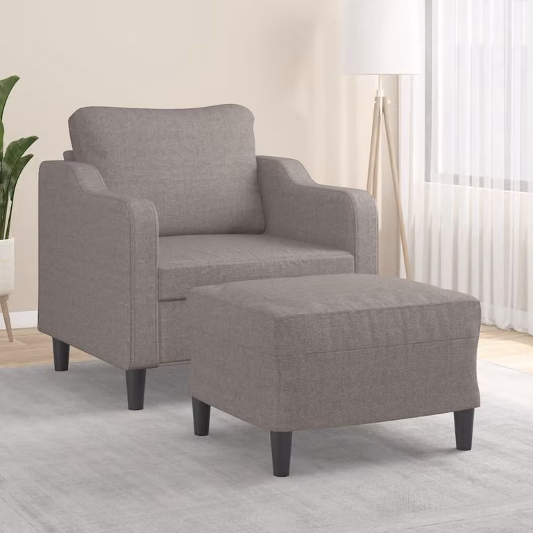 Maison Exclusive - Poltrona con poggiapiedi color taupe, 60 cm, in tessuto