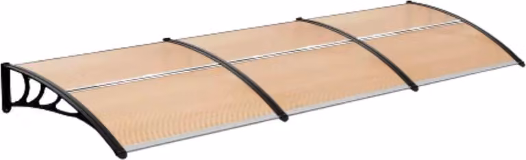 MVPOWER Persiane e tettoie per finestre - Policarbonato - Alluminio - 270x98,5 cm - Trasparente/marrone - Resistente agli agenti atmosferici - Protezione UV