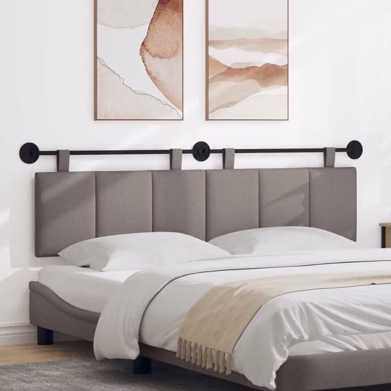 Testiera per letto sospesa vidaXL in velluto tortora con illuminazione integrata e pannello imbottito
