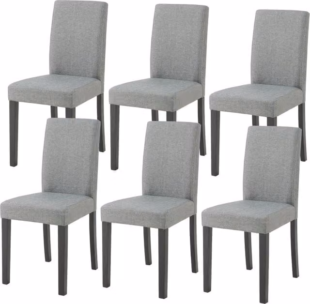 Set di 6 sedie da sala imbottite Hamburg con rivestimento in tessuto grigio chiaro en.casa – 1
