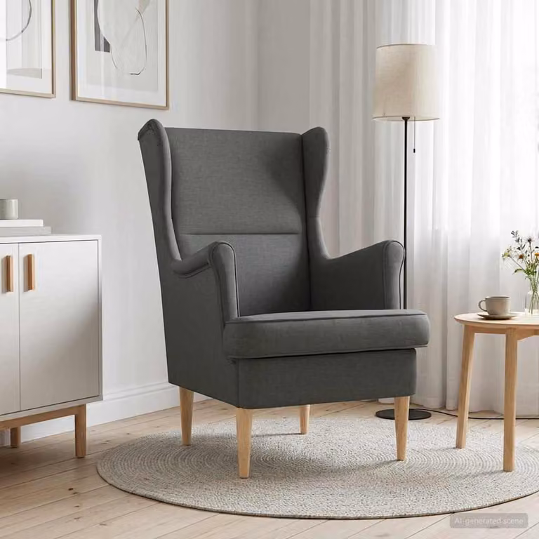 Poltrona moderna vidaXL in tessuto grigio con braccioli e struttura mista per soggiorno o camera da letto