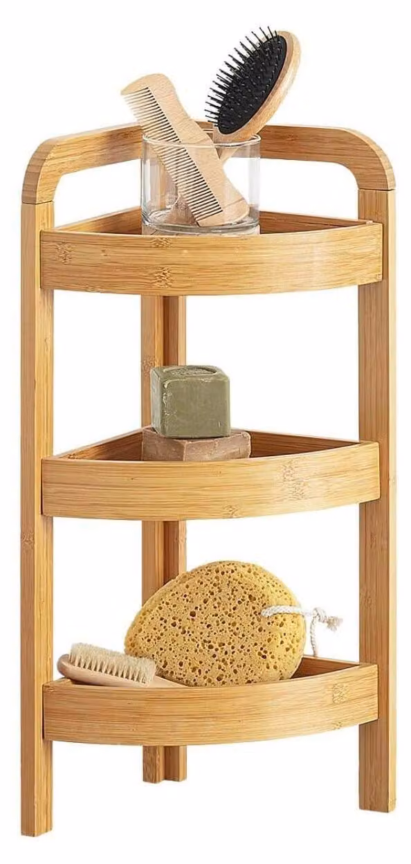 Scaffale angolare a 3 ripiani – Ideale per cucina o bagno, salvaspazio