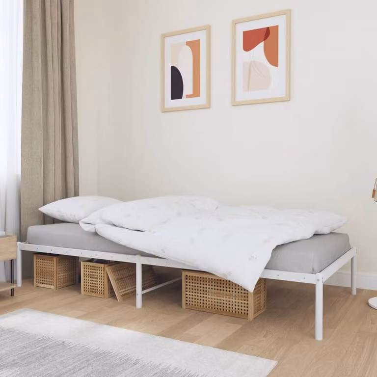 vidaXL Struttura letto in metallo bianco 90x200 cm - Struttura letto - Cornici letto - Struttura letto - Letto