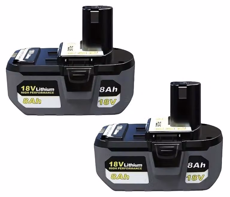 Batteria agli ioni di litio da 18V, capacità di 8000mAh, design ricaricabile, compatibile con Ryobi, serie 18V. Adatta per RYOBI 8.0Ah (2 pezzi)