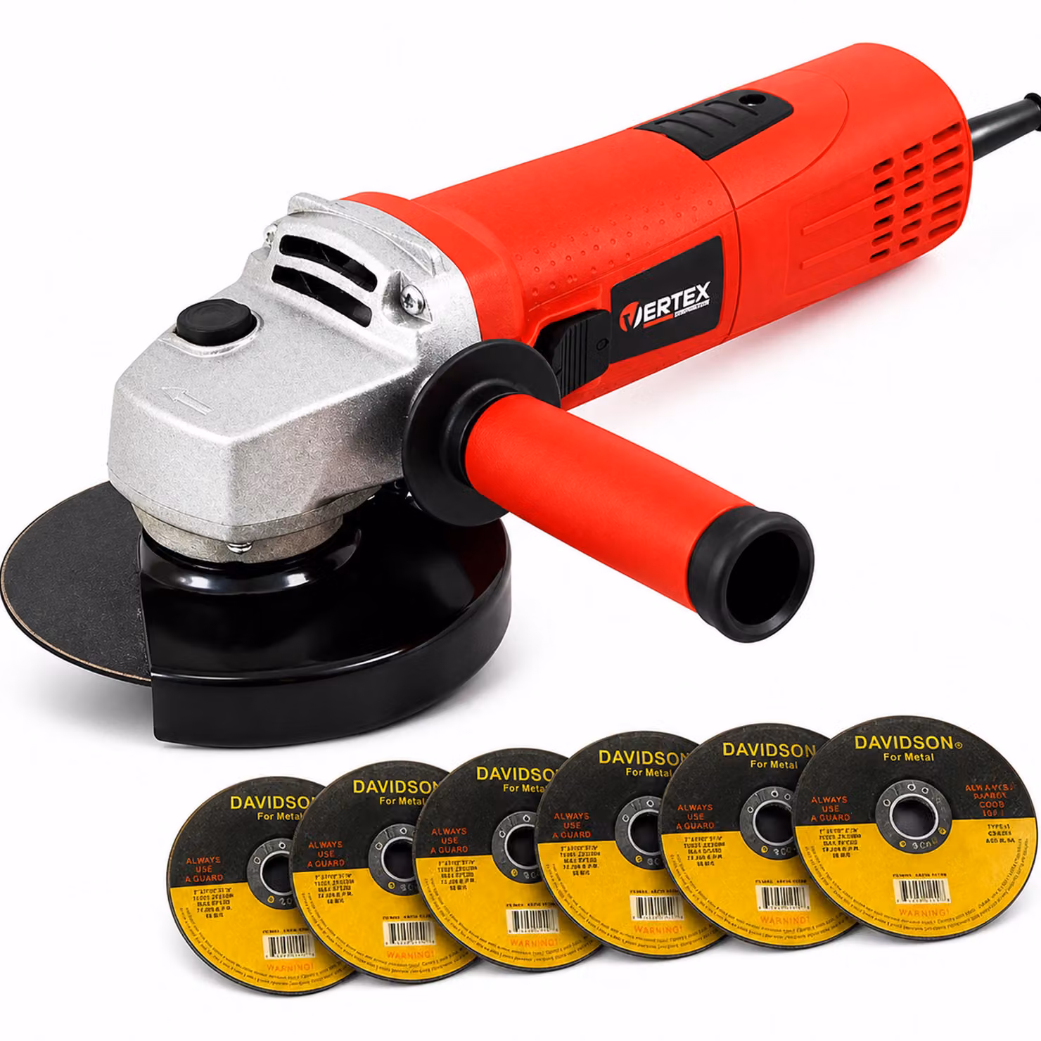 Smerigliatrice Angolare 125mm 900W con 6 Dischi Inclusi Set Completo per Metallo e Pietra - VERTEX
