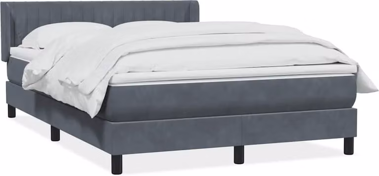 Giroletto a Molle con Materasso Grigio Scuro 160x210 cm Velluto