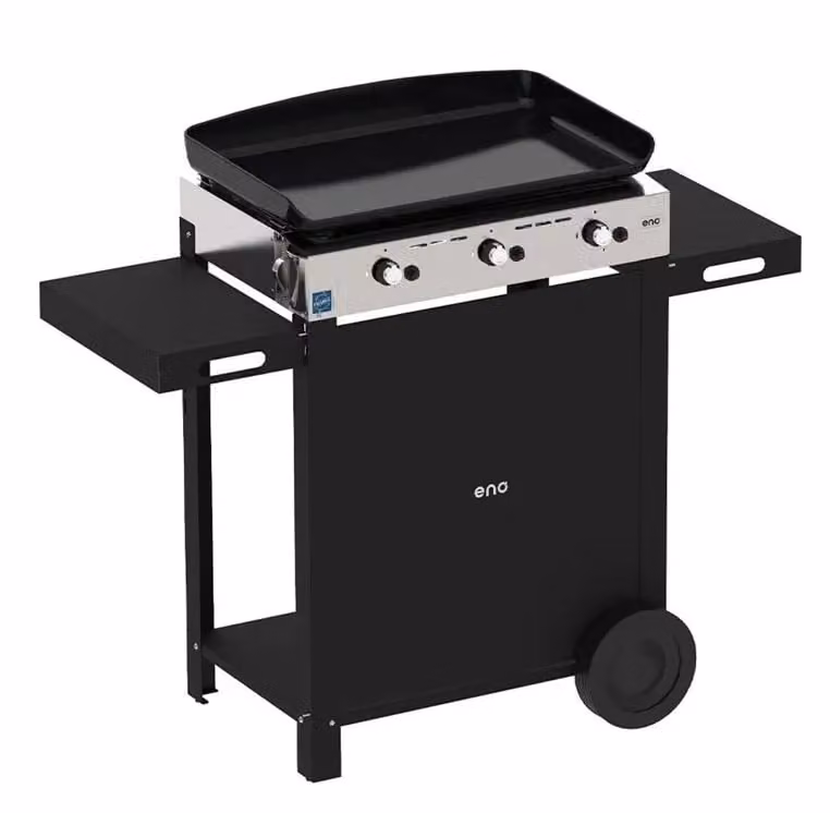 Combo Plancha a gas Initial 65 inox e nero con carrello Enò
