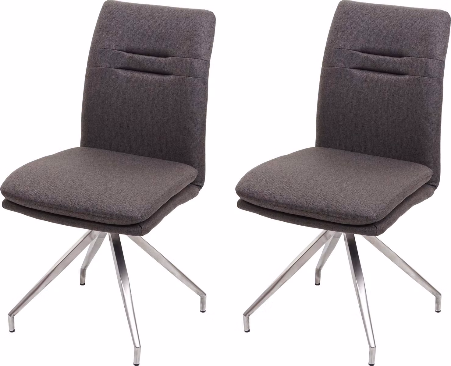 Set di 2 sedie da sala da pranzo | A x L x P 90 x 47 x 60 cm | Altezza seduta 49 cm | Tessuto/tessuto Acciaio inossidabile spazzolato | Grigio-marrone | Sedia da cucina Sedia con schienale Sedia