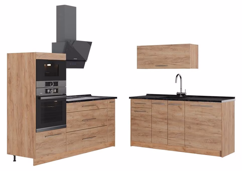 Cucina Vicco Fame-Line Rovere dorato/Rovere dorato 340 cm, PL Antracite, Model 63701