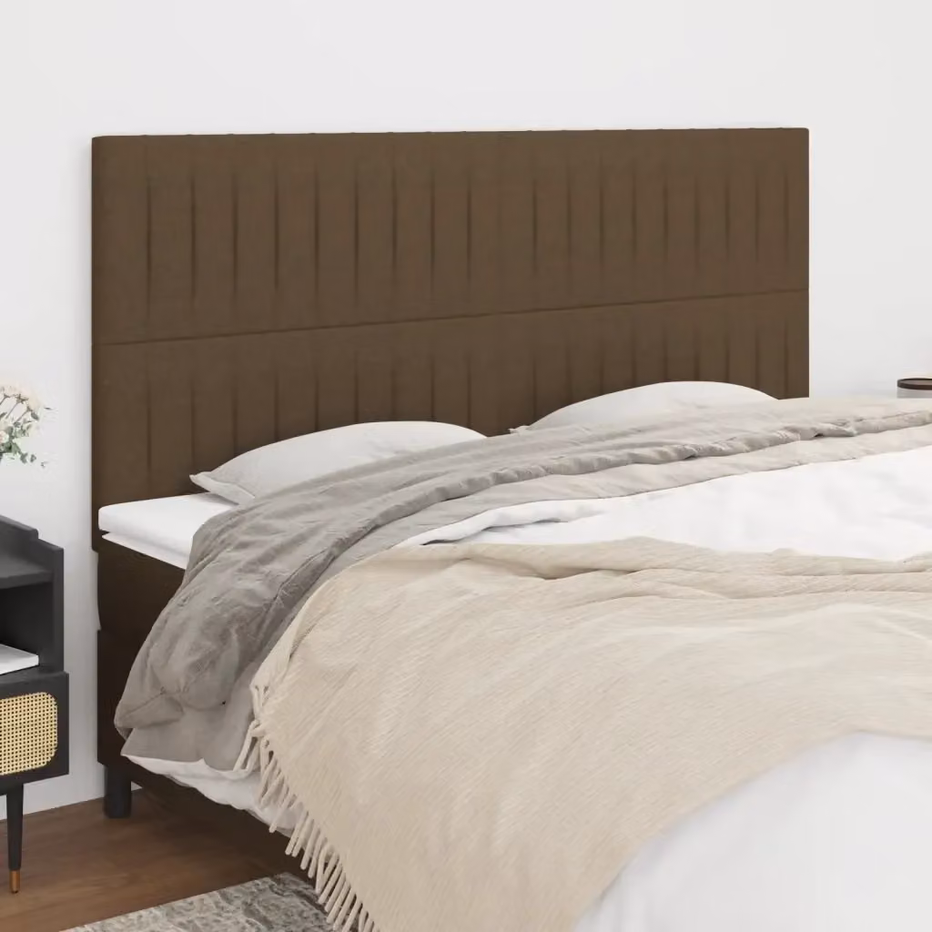 Testiera classica in tessuto marrone scuro con struttura in legno di larice L: 200 cm, P: 5 cm, H: 118/128 cm – 2