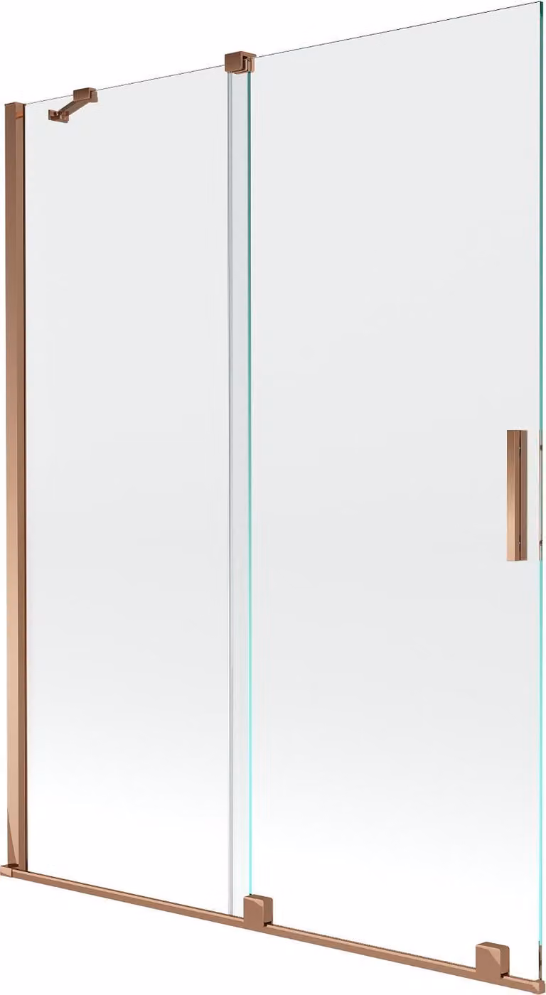 Mexen Velar paratia da bagno 2 ante scorrevoli 130 x 150 cm, trasparente, oro rosa - 896-130-000-01-60
