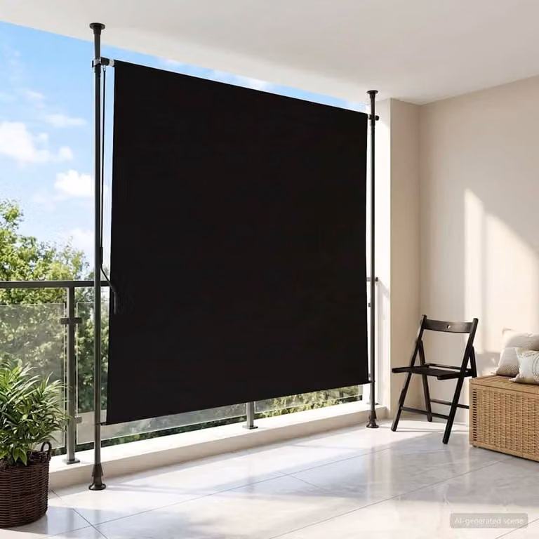 Tenda a rullo esterna vidaXL in poliestere e alluminio, colore nero, L 150 cm x H 275 cm