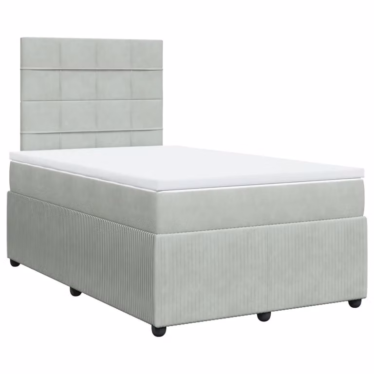 Giroletto a Molle con Materasso Grigio Chiaro 120x190cm Velluto