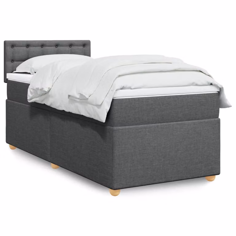 vidaXL Giroletto a Molle con Materasso in Tessuto Grigio Scuro e Bianco, L/P: 90 x 200 cm